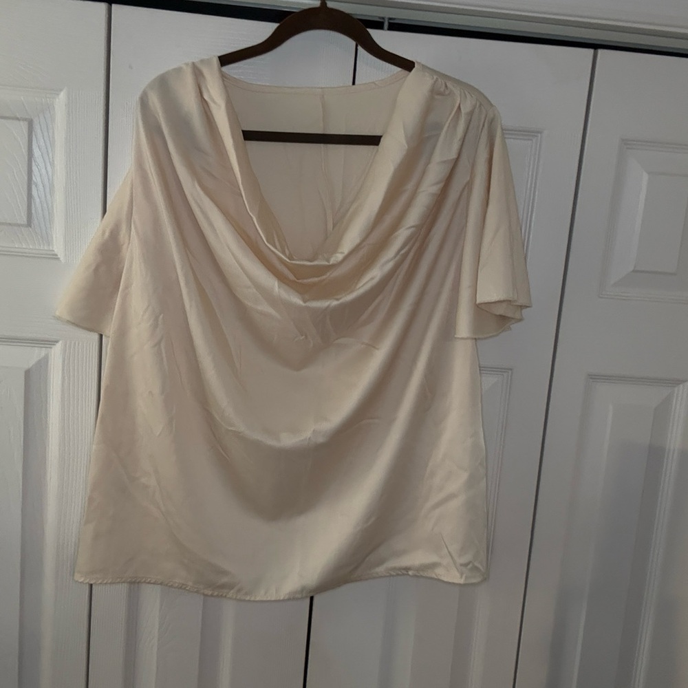 Elegant Cream Drape Neck Top